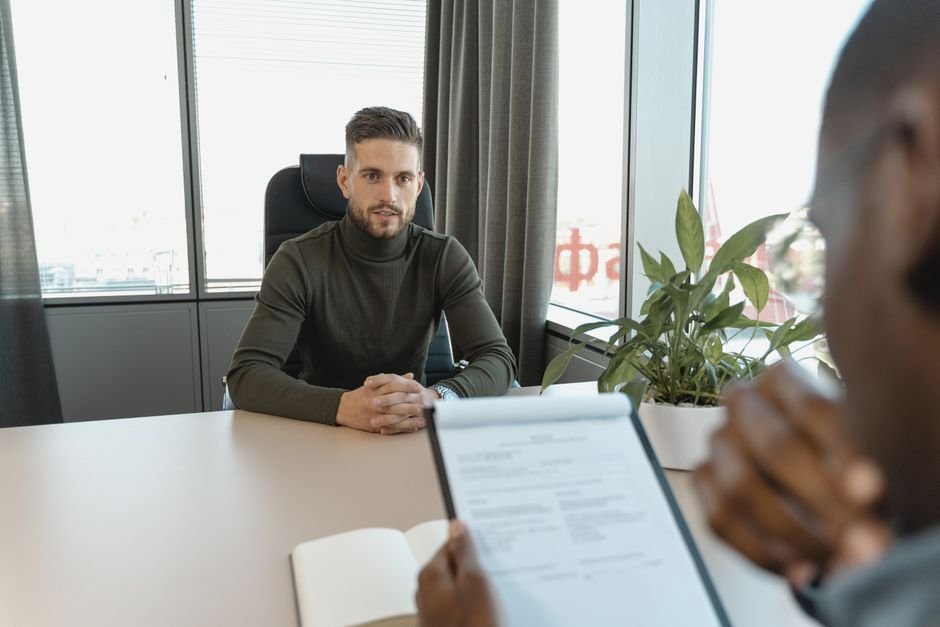 A candidate in a job interview
