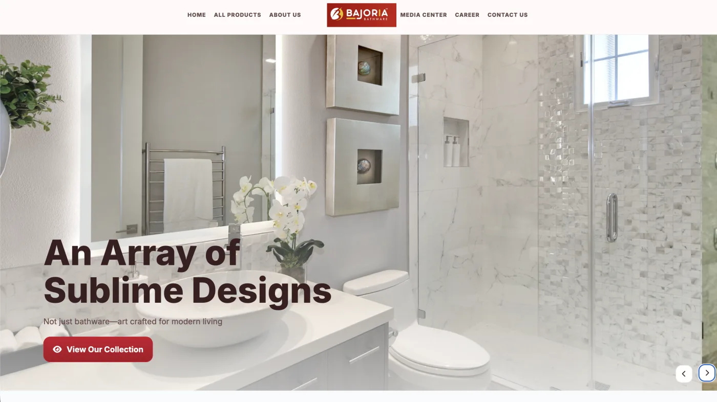 The Bajoria Bathware homepage